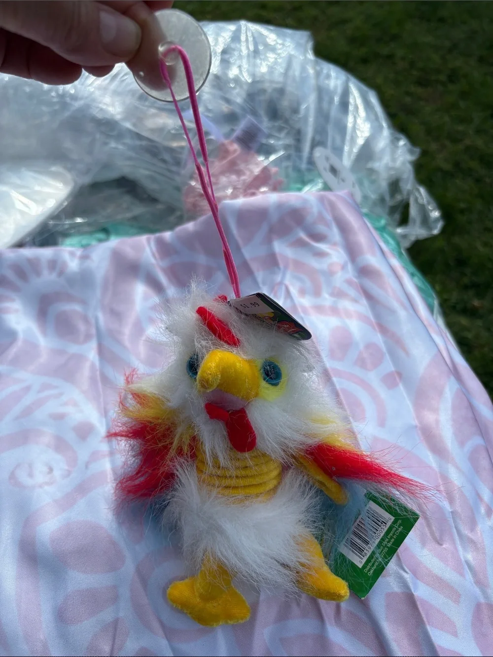 Plush Spring Bird Pet Toy - Yellow, Red, Blue, White